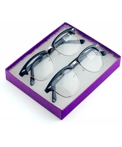 Men Women Glasses Half Frame Non Prescription Gift Set (Clear-Gold/Silver - Clear) - CC185H55U67 $9.82 Semi-rimless