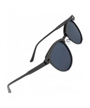 Classic Browline Polarized Semi Rimless Sunglasses for Women Men - Black(with Portable Bag) - C818C5AZSSS $10.52 Oversized