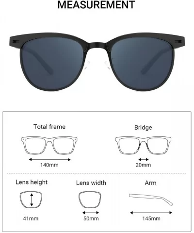 Classic Browline Polarized Semi Rimless Sunglasses for Women Men - Black(with Portable Bag) - C818C5AZSSS $10.52 Oversized