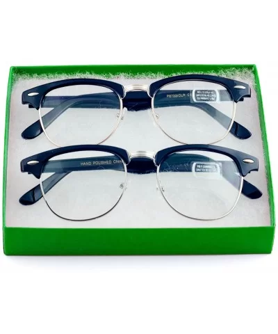 Men Women Glasses Half Frame Non Prescription Gift Set (Clear-Gold/Silver - Clear) - CC185H55U67 $9.82 Semi-rimless