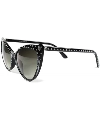 Vintage Retro Style Polka Dots Cute Fashion Womens Cat Eye Sunglasses - Black - CP189AO89L9 $9.61 Cat Eye