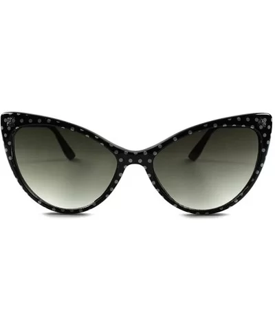 Vintage Retro Style Polka Dots Cute Fashion Womens Cat Eye Sunglasses - Black - CP189AO89L9 $9.61 Cat Eye