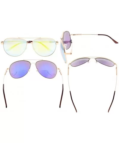 Large Bifocal Sunglasses Polit Style Sunshine Readers with Bendable Memory Bridge and Arm - CK18036GGHC $16.67 Rectangular