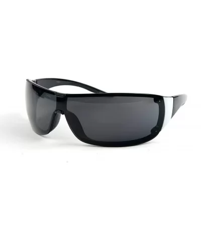 Unisex Fashion Sporty Wraparound Sunglasses P850 - Black-gradient Smoke Lens - CI11CNDUPDV $7.23 Wrap