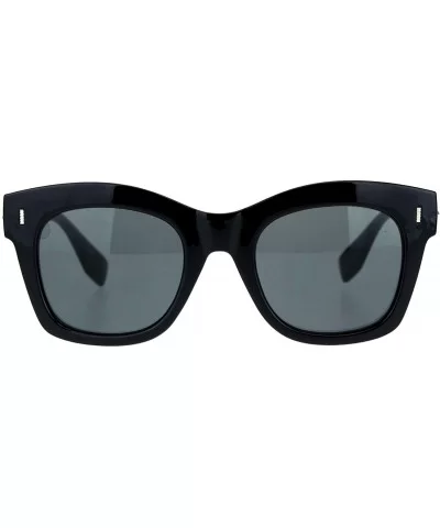 Womens Gothic Skull Emblem Thick Plastic Horn Rim Sunglasses - All Black - CX18L4YHLHQ $6.39 Rectangular