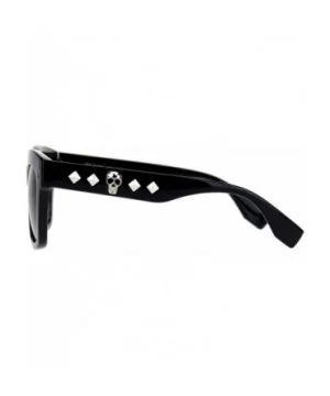 Womens Gothic Skull Emblem Thick Plastic Horn Rim Sunglasses - All Black - CX18L4YHLHQ $6.39 Rectangular