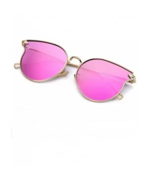 Fashion Cateye Mirrored Sunglasses for Women - Metal Frame Flat Lens Womens Sunglasses Polarized - C118WRKAADY $12.86 Cat Eye