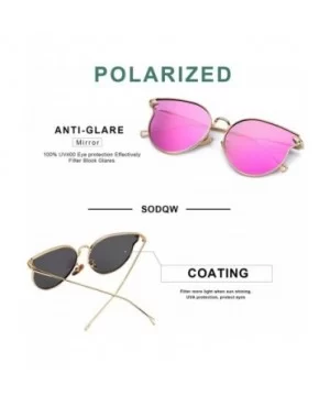 Fashion Cateye Mirrored Sunglasses for Women - Metal Frame Flat Lens Womens Sunglasses Polarized - C118WRKAADY $12.86 Cat Eye