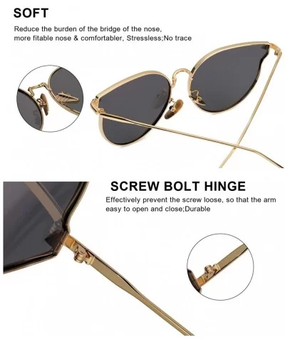 Fashion Cateye Mirrored Sunglasses for Women - Metal Frame Flat Lens Womens Sunglasses Polarized - C118WRKAADY $12.86 Cat Eye