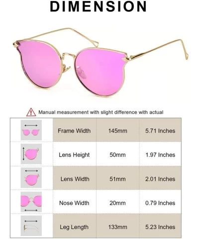 Fashion Cateye Mirrored Sunglasses for Women - Metal Frame Flat Lens Womens Sunglasses Polarized - C118WRKAADY $12.86 Cat Eye