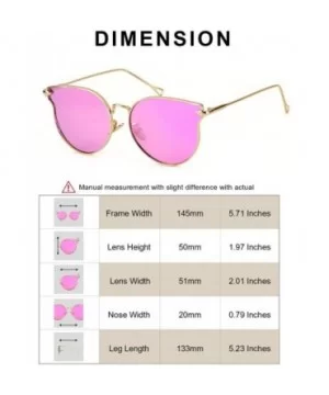 Fashion Cateye Mirrored Sunglasses for Women - Metal Frame Flat Lens Womens Sunglasses Polarized - C118WRKAADY $12.86 Cat Eye