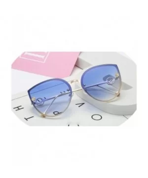 2019 Lady Cat Eye Sunglasses Women Vintage Rimless Gradient Sun Glasses - Gold Blue - CQ18W5EMI2Z $13.33 Cat Eye