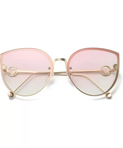 2019 Lady Cat Eye Sunglasses Women Vintage Rimless Gradient Sun Glasses - Gold Blue - CQ18W5EMI2Z $13.33 Cat Eye