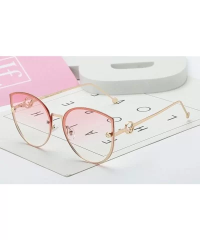 2019 Lady Cat Eye Sunglasses Women Vintage Rimless Gradient Sun Glasses - Gold Blue - CQ18W5EMI2Z $13.33 Cat Eye