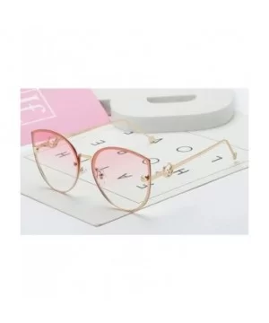 2019 Lady Cat Eye Sunglasses Women Vintage Rimless Gradient Sun Glasses - Gold Blue - CQ18W5EMI2Z $13.33 Cat Eye