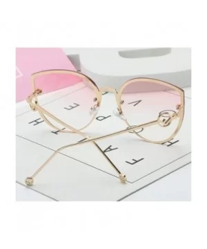 2019 Lady Cat Eye Sunglasses Women Vintage Rimless Gradient Sun Glasses - Gold Blue - CQ18W5EMI2Z $13.33 Cat Eye