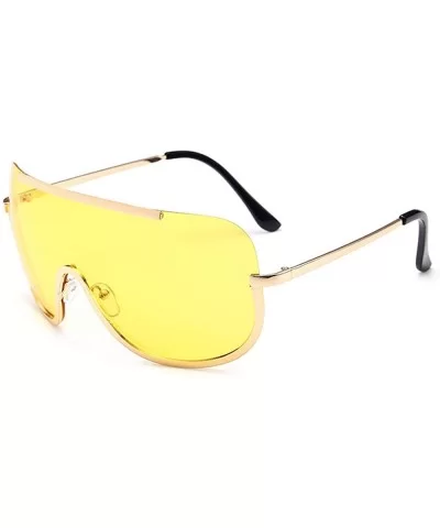 Sunglasses And Eyewear Women Vintage Retro Glasses Unisex Fashion Aviator Mirror Lens Sunglasses - Yellow - CZ18NC6MAEZ $5.10...