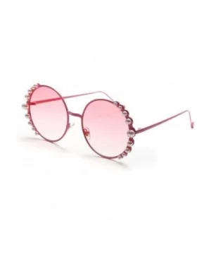 Vintage Round Pearl Decor Frame Gradient Sunglasses for Women UV400 Protection - Pink Frame Pink Lens - CJ18SHK6XLT $11.07 Ov...