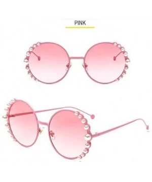 Vintage Round Pearl Decor Frame Gradient Sunglasses for Women UV400 Protection - Pink Frame Pink Lens - CJ18SHK6XLT $11.07 Ov...