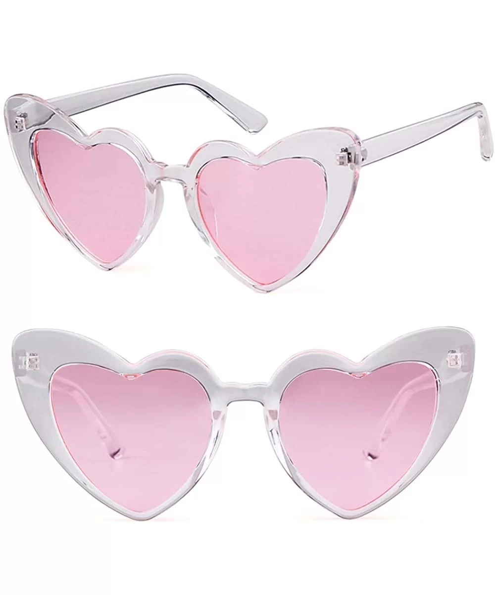 Heart Sunglasses Clout Goggles Vintage Women Cat Eye Retro Mod Style Oversized Sun Glasses - Clear /Pink - CL18R39YO4R $5.63 ...