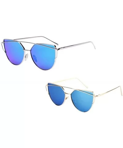 2019 Summer Fashion Twin-Beams Classic Alloy Metal Frame Mirror Sunglasses Eye Glasses - A - CM18WGKSN7C $6.25 Oversized