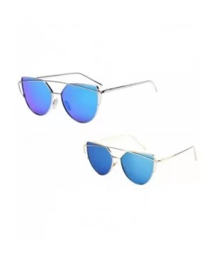 2019 Summer Fashion Twin-Beams Classic Alloy Metal Frame Mirror Sunglasses Eye Glasses - A - CM18WGKSN7C $6.25 Oversized