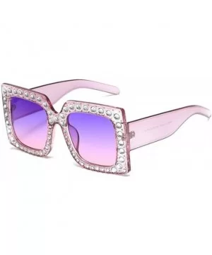 Vintage Hand Made Oversized Sunglasses Womens Diamond Brand Designer Eyewear UV400 - Purple - CI188KEI0RH $7.72 Square