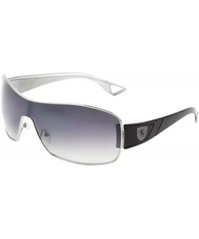 Wide Curved One Piece Shield Lens Inside Crystal Color Temple Sunglasses - Smoke White - CD199D4OE78 $17.30 Shield