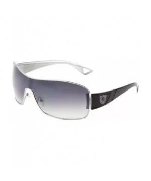 Wide Curved One Piece Shield Lens Inside Crystal Color Temple Sunglasses - Smoke White - CD199D4OE78 $17.30 Shield