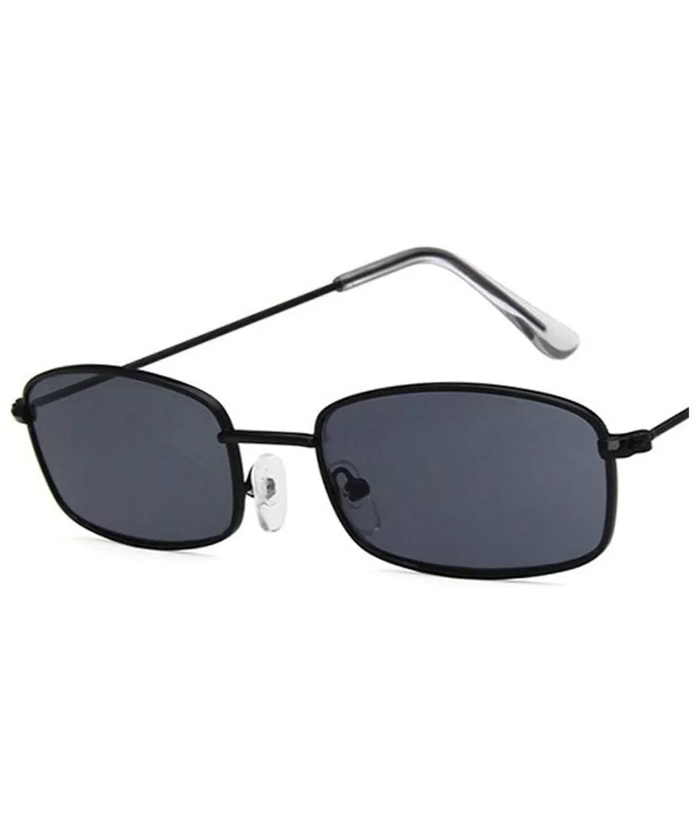 Rectangle Sunglasses Men Women Retro Metal Frame Yellow Red Female Sun Glasses - C7black Black - C1194OR0YD3 $16.05 Rimless