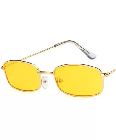 Rectangle Sunglasses Men Women Retro Metal Frame Yellow Red Female Sun Glasses - C7black Black - C1194OR0YD3 $16.05 Rimless