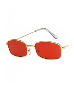 Rectangle Sunglasses Men Women Retro Metal Frame Yellow Red Female Sun Glasses - C7black Black - C1194OR0YD3 $16.05 Rimless