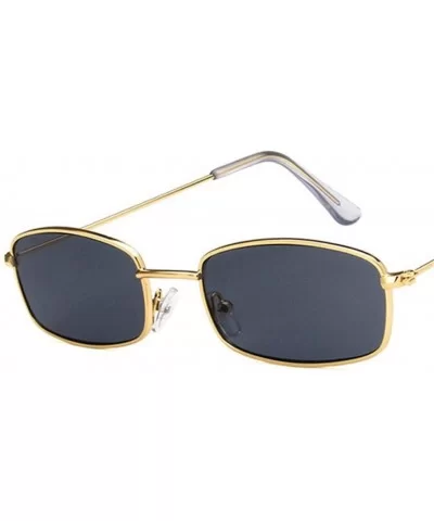 Rectangle Sunglasses Men Women Retro Metal Frame Yellow Red Female Sun Glasses - C7black Black - C1194OR0YD3 $16.05 Rimless