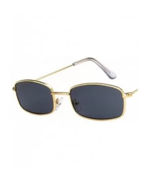 Rectangle Sunglasses Men Women Retro Metal Frame Yellow Red Female Sun Glasses - C7black Black - C1194OR0YD3 $16.05 Rimless