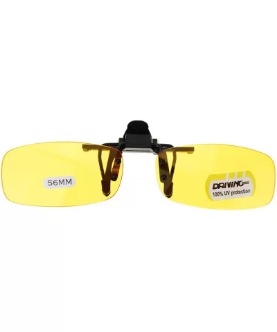 Unisex Retro 29mm x 56mm Clip On Night Driving Yellow Lens Sunglasses Black - C011TOO70CB $5.15 Oval