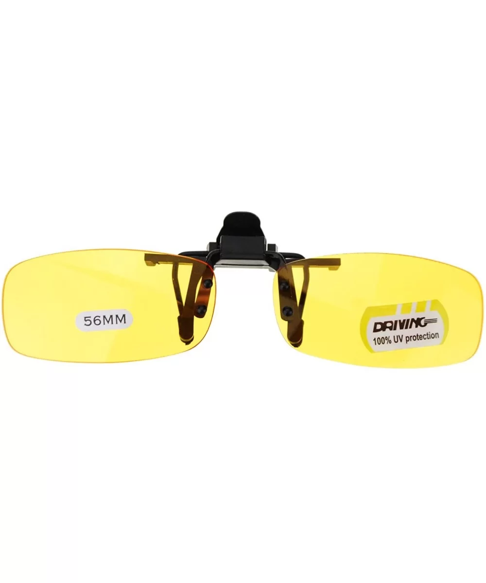 Unisex Retro 29mm x 56mm Clip On Night Driving Yellow Lens Sunglasses Black - C011TOO70CB $5.15 Oval