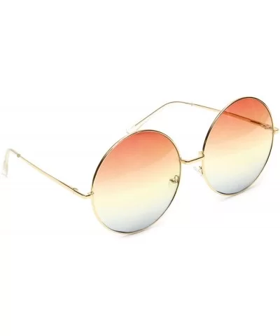 Huge Super Oversized Large Sunglasses Round Circle Gold Metal Color Lens - Peach & Gray - CC18EY9TE0O $7.88 Oversized