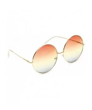 Huge Super Oversized Large Sunglasses Round Circle Gold Metal Color Lens - Peach & Gray - CC18EY9TE0O $7.88 Oversized