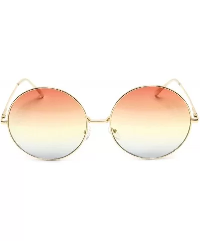 Huge Super Oversized Large Sunglasses Round Circle Gold Metal Color Lens - Peach & Gray - CC18EY9TE0O $7.88 Oversized