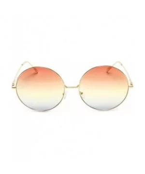 Huge Super Oversized Large Sunglasses Round Circle Gold Metal Color Lens - Peach & Gray - CC18EY9TE0O $7.88 Oversized