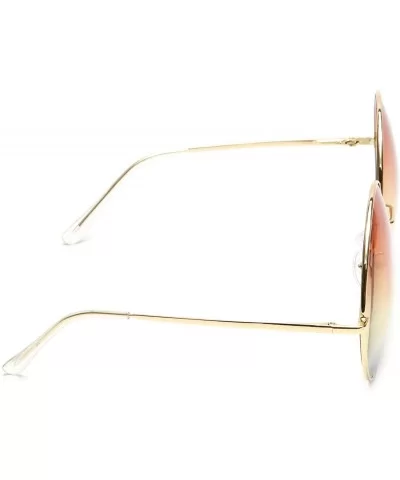 Huge Super Oversized Large Sunglasses Round Circle Gold Metal Color Lens - Peach & Gray - CC18EY9TE0O $7.88 Oversized