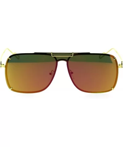 Mens Luxury Flat Top Mobster Shield Rimless Racer Metal Rim Sunglasses - Gold Yellow Mirror - C818SA4TM38 $10.47 Rimless