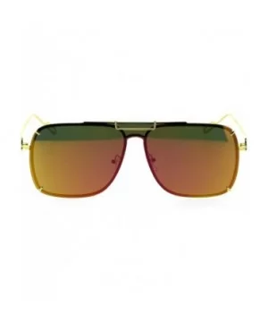 Mens Luxury Flat Top Mobster Shield Rimless Racer Metal Rim Sunglasses - Gold Yellow Mirror - C818SA4TM38 $10.47 Rimless