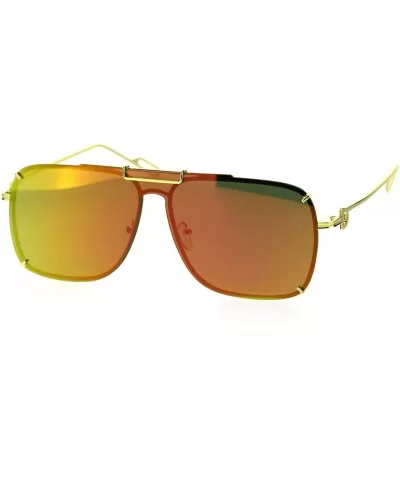 Mens Luxury Flat Top Mobster Shield Rimless Racer Metal Rim Sunglasses - Gold Yellow Mirror - C818SA4TM38 $10.47 Rimless