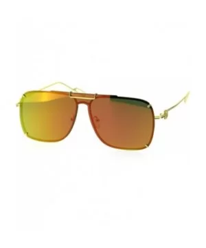 Mens Luxury Flat Top Mobster Shield Rimless Racer Metal Rim Sunglasses - Gold Yellow Mirror - C818SA4TM38 $10.47 Rimless