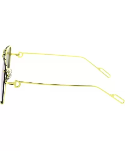 Mens Luxury Flat Top Mobster Shield Rimless Racer Metal Rim Sunglasses - Gold Yellow Mirror - C818SA4TM38 $10.47 Rimless