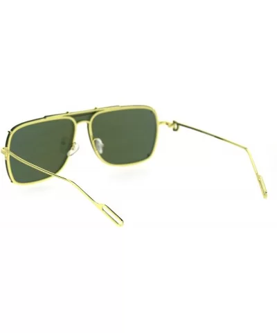 Mens Luxury Flat Top Mobster Shield Rimless Racer Metal Rim Sunglasses - Gold Yellow Mirror - C818SA4TM38 $10.47 Rimless