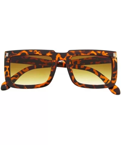 Women's Designer Inspired Flat Top Square Rectangle Sunglasses Arrow Euro - Tortoise - CM11JWP7NV5 $8.45 Square