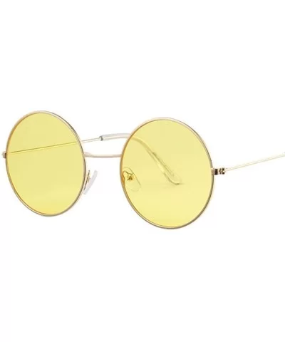 Retro Oval Sunglasses Women Brand Designer UV400 Vintage Metal Fe Round Sun Glasses Female - Gold Red - CF18W80U89M $5.47 Oval