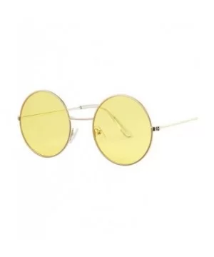 Retro Oval Sunglasses Women Brand Designer UV400 Vintage Metal Fe Round Sun Glasses Female - Gold Red - CF18W80U89M $5.47 Oval